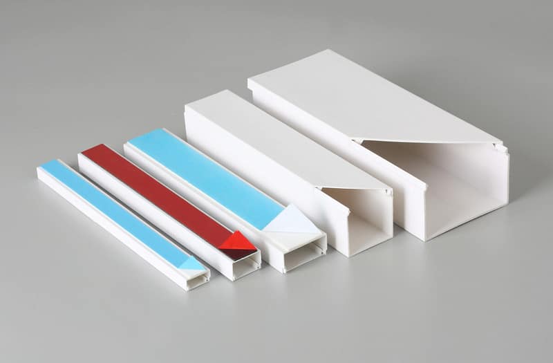 Special PVC trunking range with white covers and coloured adhesive liners